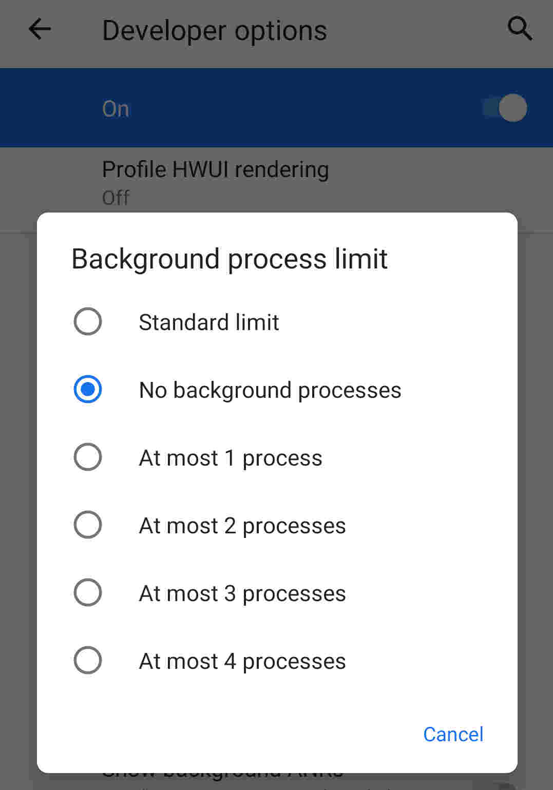 background processes limit in settings